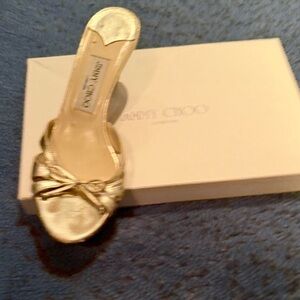 Jimmy Choo Gold Open-Toe Heels